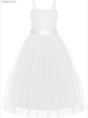 Spaghetti Strap Formal Wedding Tulle Long Dress with Belt